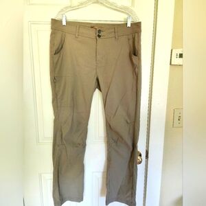 Prana Halle Pants Khaki Size 14 Upf Hiking Outdoor Roll Up 4 Way Stretch